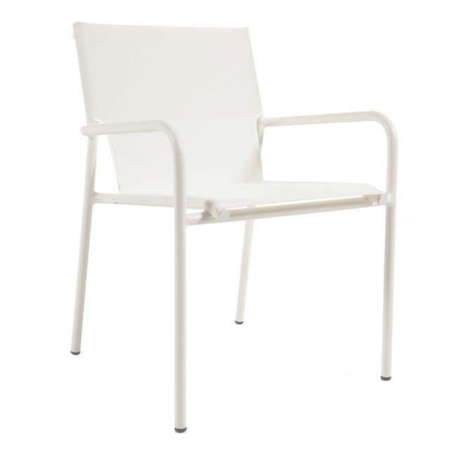 Scaun dining pentru exterior alb din aluminiu si textilena Zaltana Kave Home