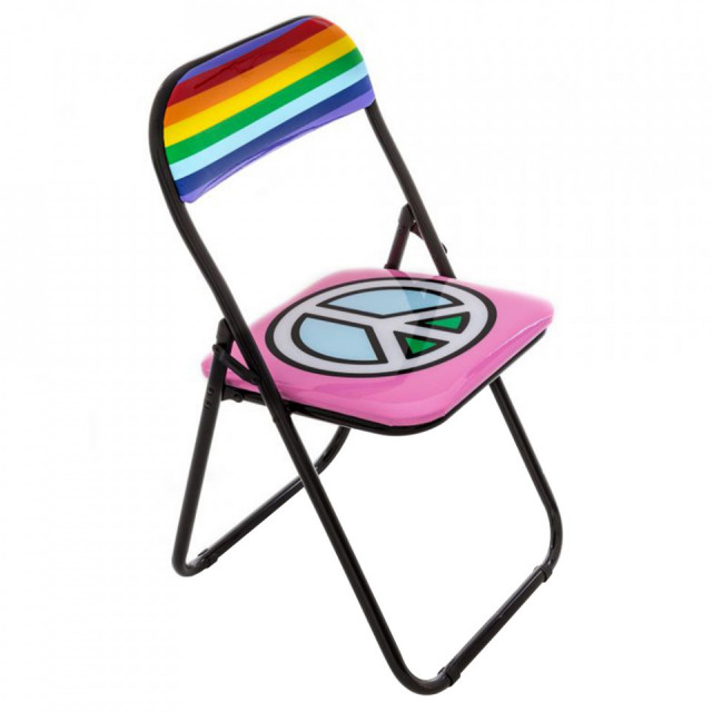 Scaun dining pliabil multicolor din metal si PVC Peace Seletti