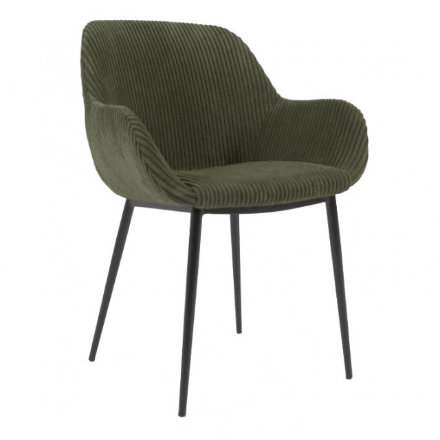 Scaun dining verde din poliester si otel Konna Kave Home