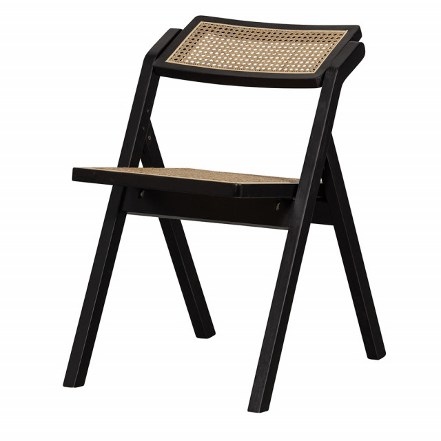 Scaun exterior pliabil maro/negru din ratan si lemn Weft Basiclabel