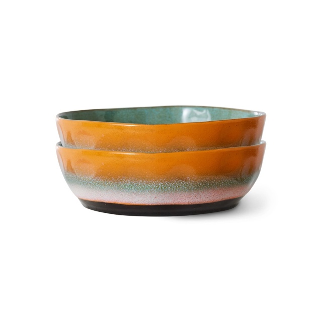 Set 2 boluri multicolore din ceramica 800 ml 70s Golden Hour HKliving