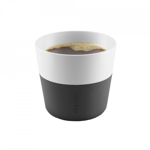 Set 2 cani pentru cafea albe/negre din ceramica 230 ml Lungo Tumbler Eva Solo