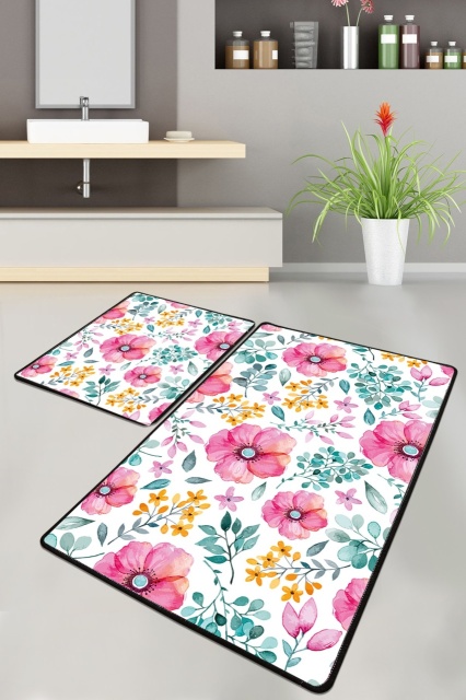 Set 2 covorase de baie multicolore din fibre sintetice Azalea The Home Collection