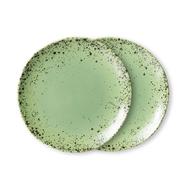 Set 2 farfurii pentru desert verzi din ceramica 18 cm 70s HK Living