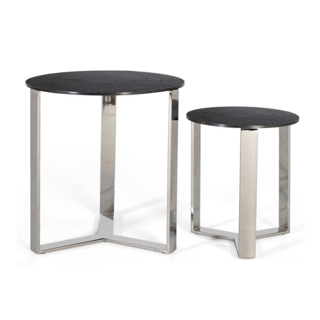 Set 2 mese de cafea albe/negre din metal Dual Giner y Colomer