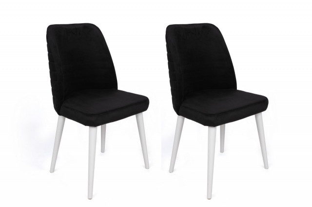 Set 2 scaune dining negre/albe din catifea Tutku The Home Collection