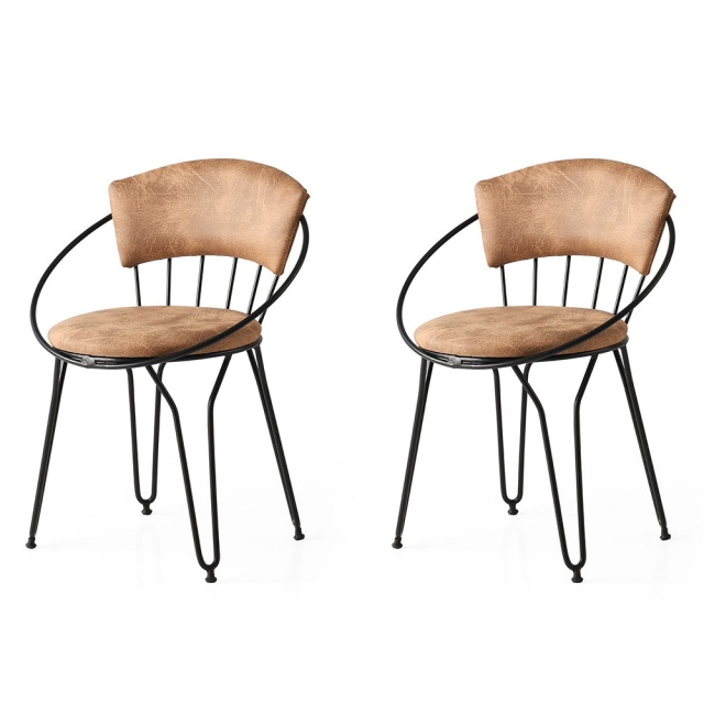 Set 2 scaune dining negru/crem din catifea Istanbul The Home Collection