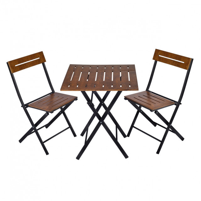 Set 2 scaune si masa dining maro/neagra din metal Bistro 4 The Home Collection