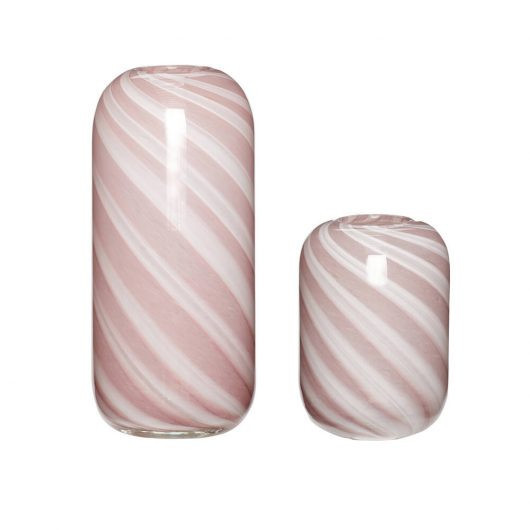 Set 2 vaze albe/roz din sticla Candies Hubsch