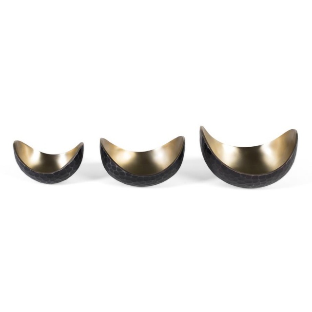 Set 3 boluri decorative aurii/negre din metal Ders Giner y Colomer