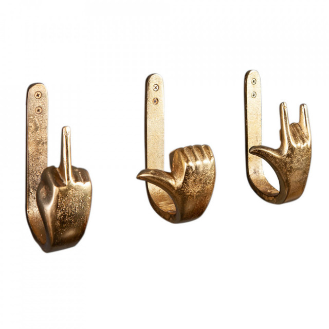 Set 3 cuiere aurii din metal Fingers The Home Collection