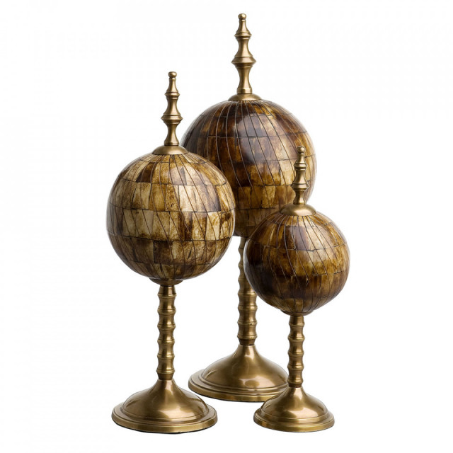Set 3 decoratiuni maro/aurii din alama si fier Leonardo Eichholtz