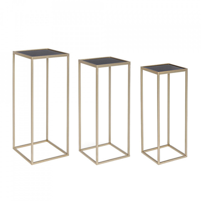 Set 3 mese de cafea aurii/negre din metal Nucleos Bizzotto