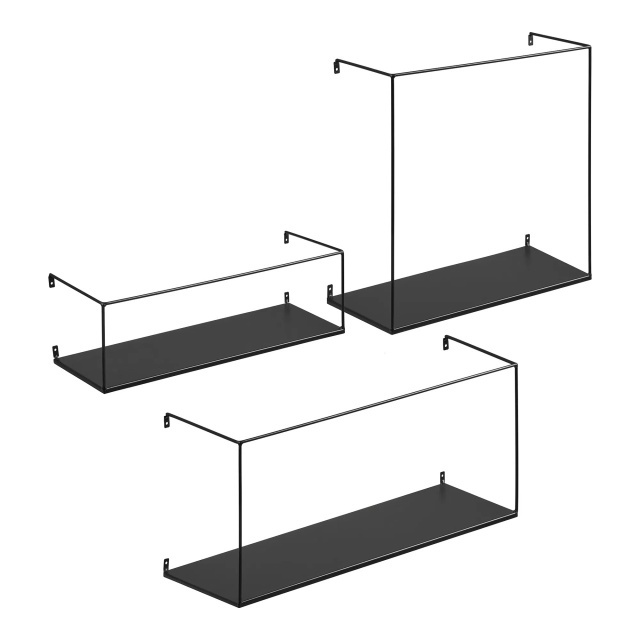 Set 3 rafturi negre din metal Ulmo House Nordic