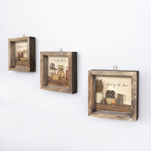 Set 3 tablouri multicolore 15x15 cm Zeya The Home Collection