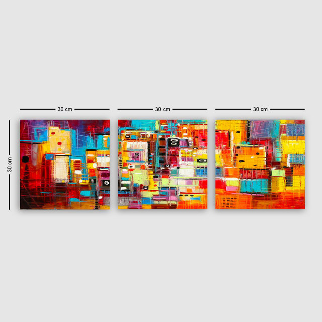 Set 3 tablouri multicolore din fibre naturale 30x30 cm Disco The Home Collection