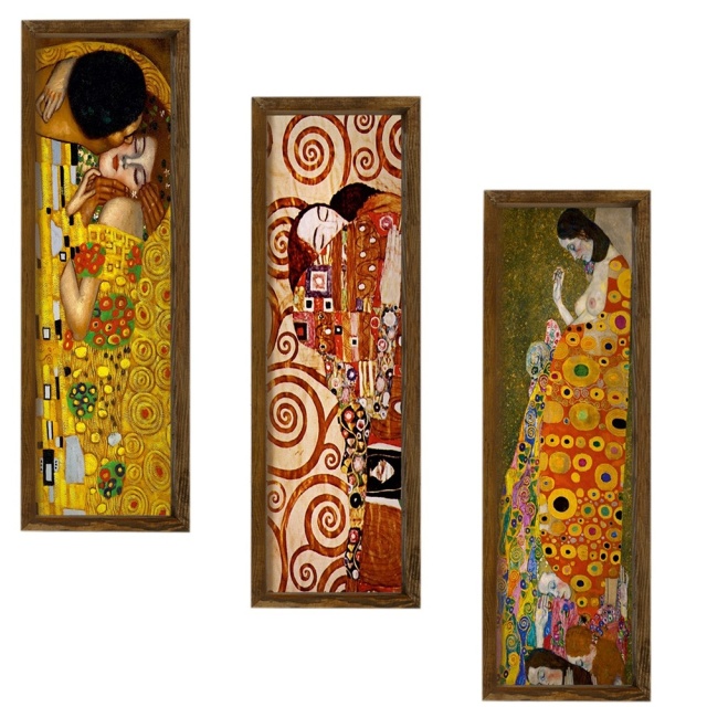 Set 3 tablouri multicolore din lemn 19x70 cm Amir The Home Collection