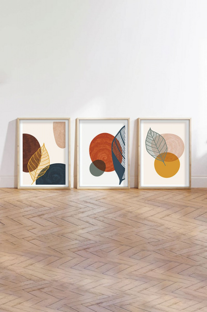 Set 3 tablouri multicolore din lemn 50x70 cm Forms The Home Collection