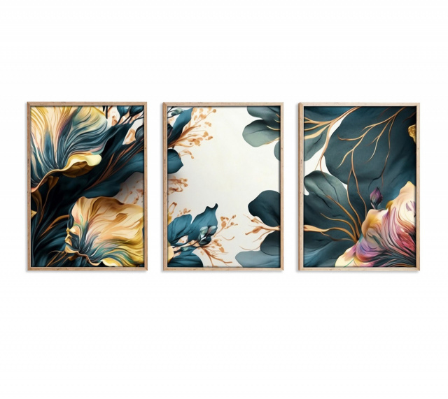 Set 3 tablouri multicolore din lemn 50x70 cm Throw The Home Collection