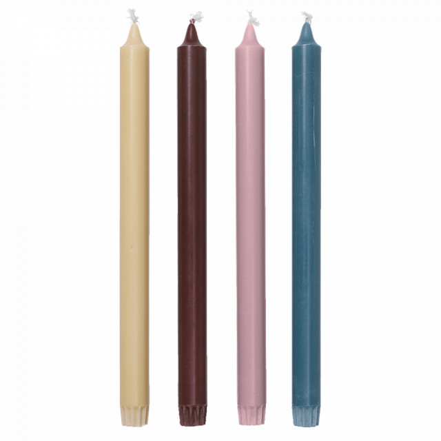 Set 4 lumanari multicolore din fibre naturale 30 cm Pure Whimsical Ferm Living