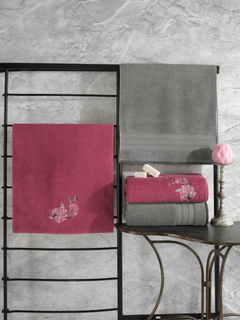 Set 4 prosoape roz/gri din bumbac Hamam The Home Collection