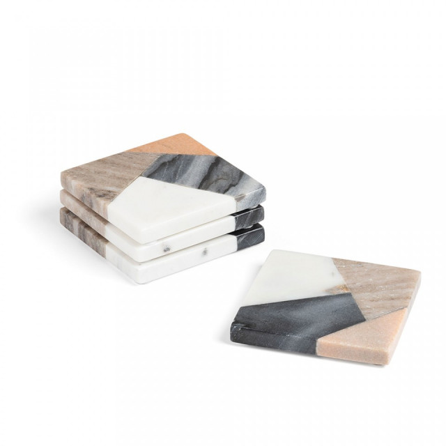 Set 4 protectii multicolore din marmura 10x10 cm Bradney Kave Home