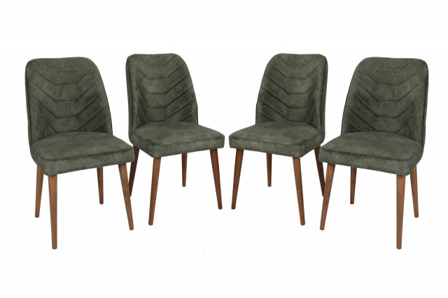 Set 4 scaune dining verde inchis/maro din catifea Dallas The Home Collection