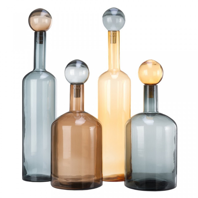 Set 4 sticle cu capac multicolore din sticla Bubbles Brown Pols Potten