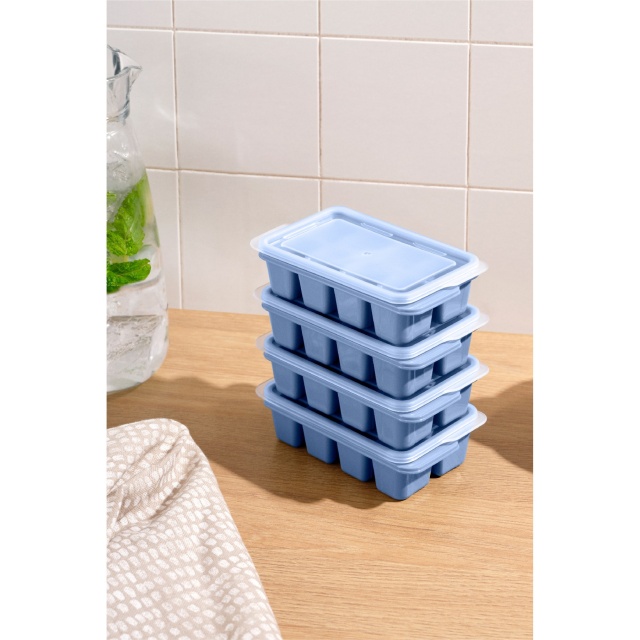Set 4 tavi pentru cuburi de gheata albastre din plastic DNYBZLK4 The Home Collection