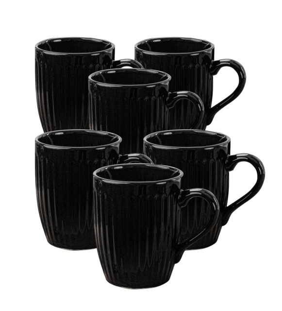 Set 6 cani negre din ceramica 300 ml Krimi The Home Collection