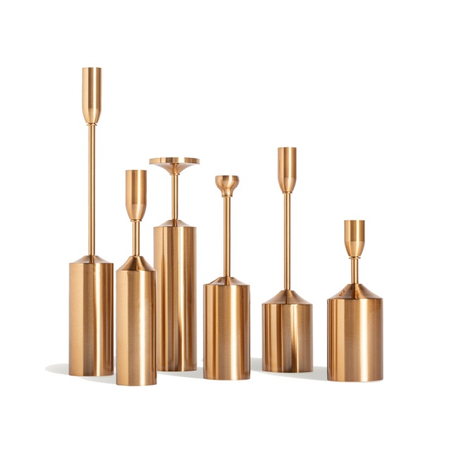 Set 6 suporturi pentru lumanare aurii din metal Byrone Vical Home