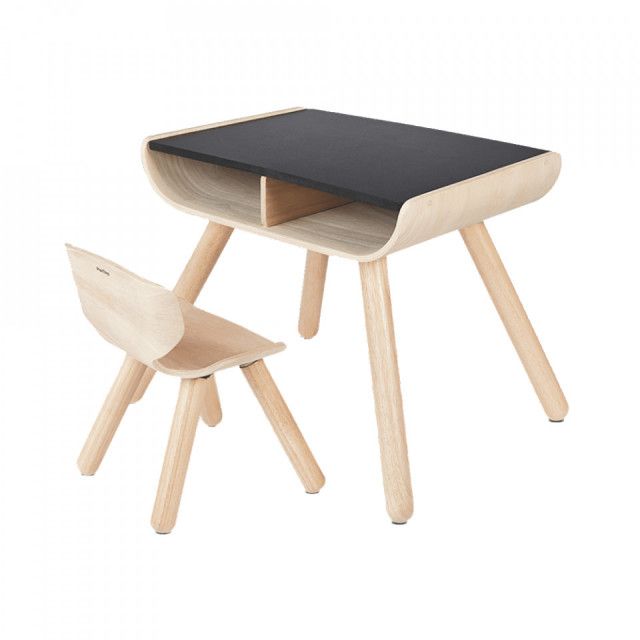 Set birou si scaun maro din lemn Arty Plan Toys