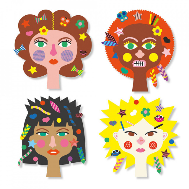 Set creativ multicolor din carton Hairdresser Djeco