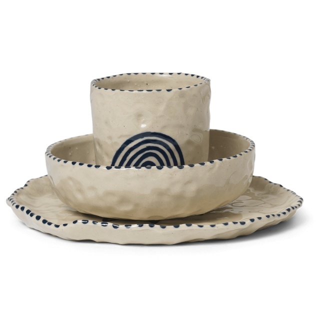 Set de masa 3 piese crem din ceramica Naive Ferm Living