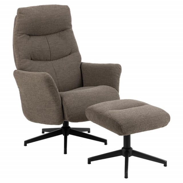 Set fotoliu recliner si taburet grej/negru din textil London Actona Company