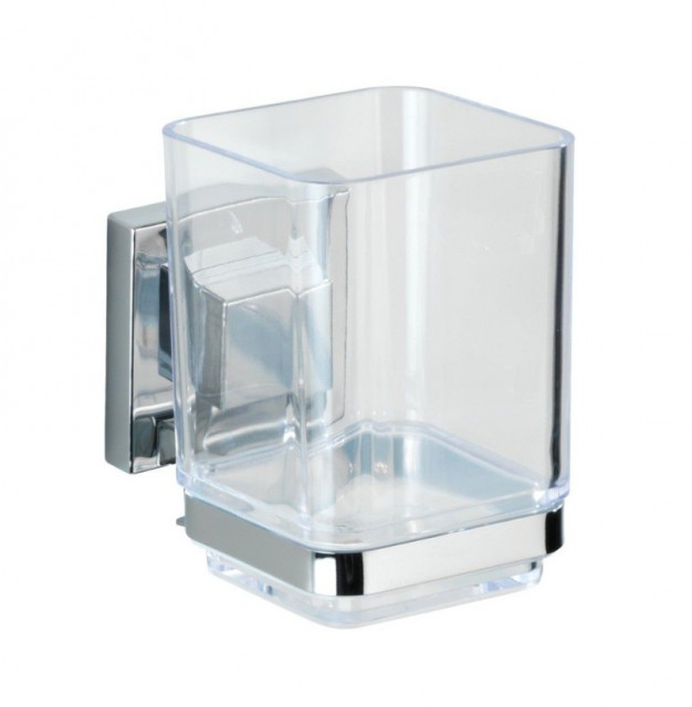 Suport de perete pentru periuta de dinti argintiu/transparent din plastic 8x10 cm Vacuum-Loc Wenko