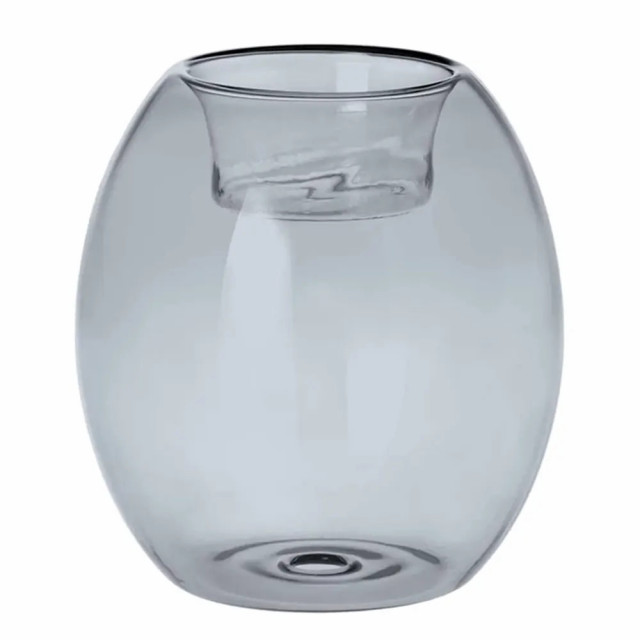 Suport lumanare transparent din sticla 10 cm Lea Smoke Riverdale