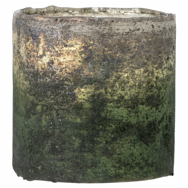 Suport lumanare verde din sticla 10 cm Janessa Bloomingville