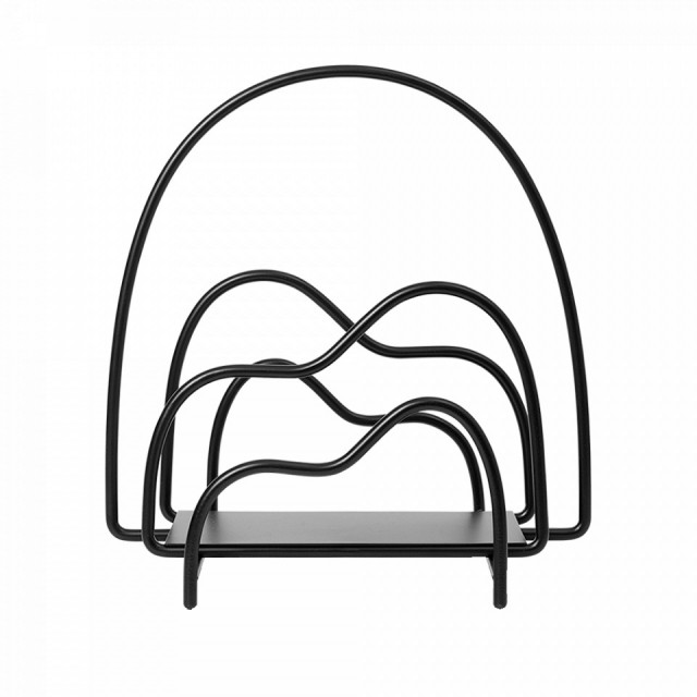 Suport reviste negru din metal Lithos Ferm Living