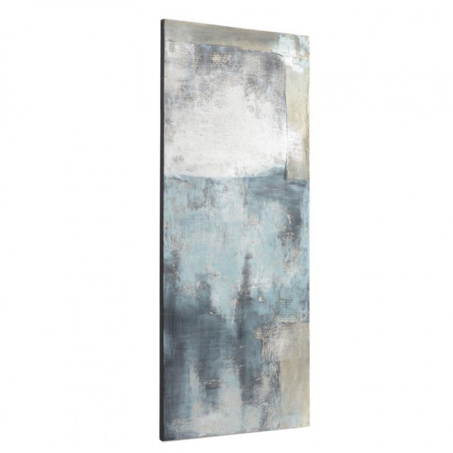 Tablou alb/albastru din canvas si lemn de pin 50x120 cm Urbelina Kave Home