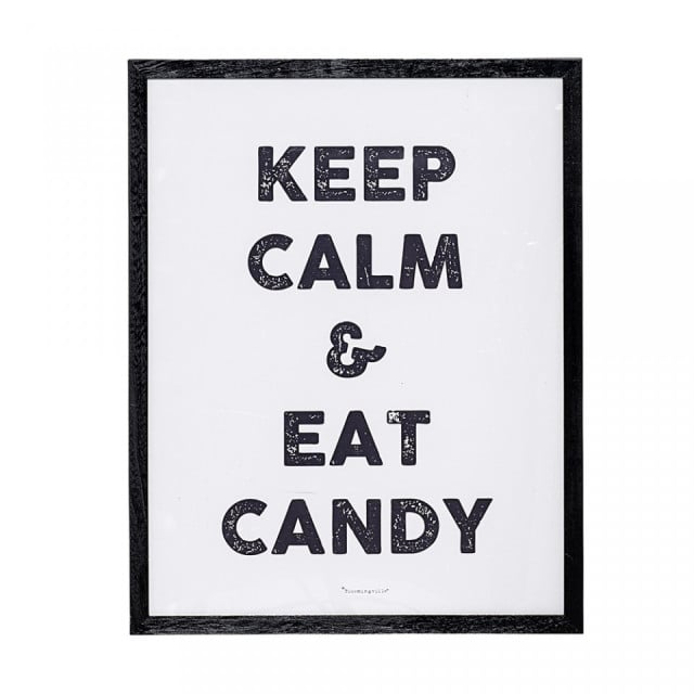 Tablou alb/negru din lemn 45x57 cm Keep Calm Bloomingville Mini