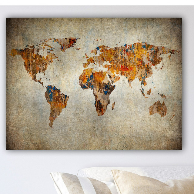 Tablou multicolor din fibre naturale 70x100 cm Maps The Home Collection
