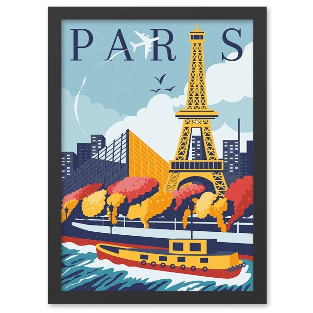 Tablou multicolor din lemn 40x55 cm Paris The Home Collection