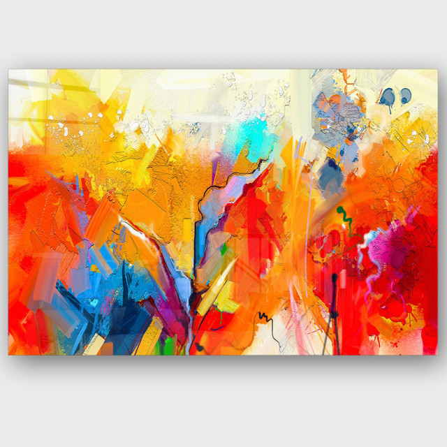Tablou multicolor din sticla 70x100 cm Life The Home Collection