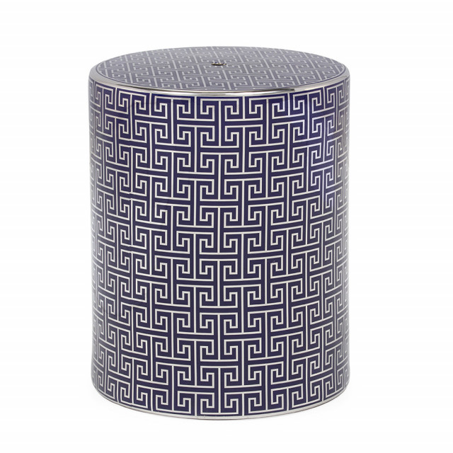Taburet decorativ albastru/argintiu din ceramica 33 cm Umphang Thai Natura