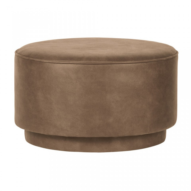 Taburet rotund maro deschis din textil 60 cm Coffee Woood