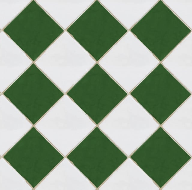 Tapet alb/verde din hartie Checkered Tiles Rebel Walls