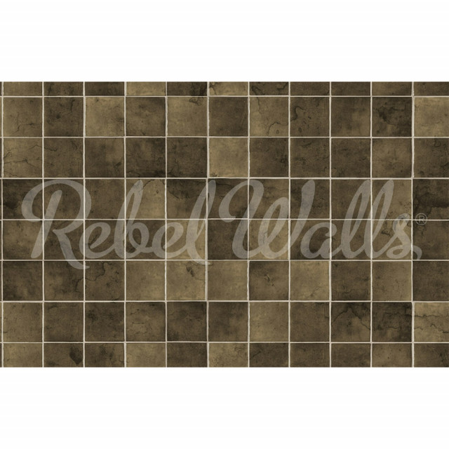 Tapet maro din hartie cu fibre de nailon Tiles Bronzite Rebel Walls