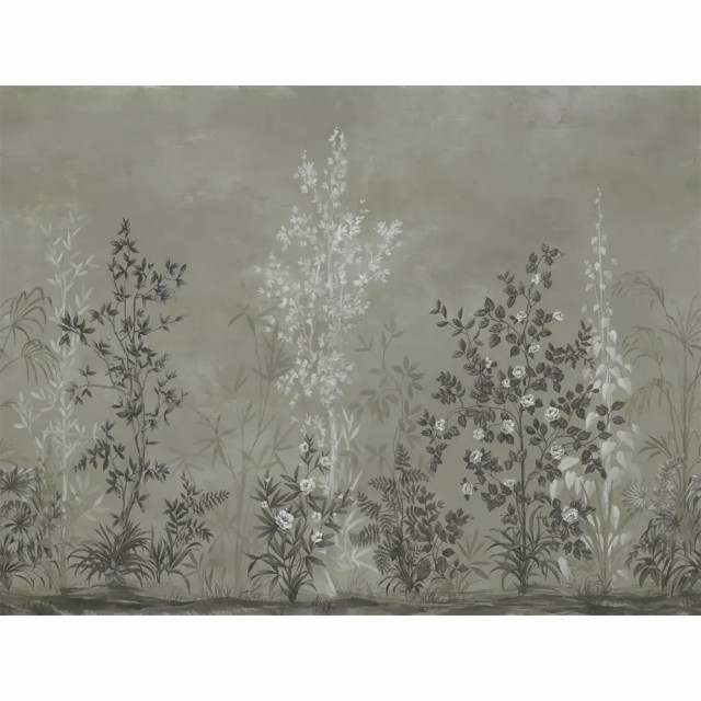 Tapet verde din hartie cu fibre de nailon Chinoiserie Haze Rebel Walls