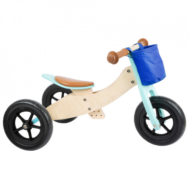 Tricicleta fara pedale din lemn si metal Maxi Blue small foot